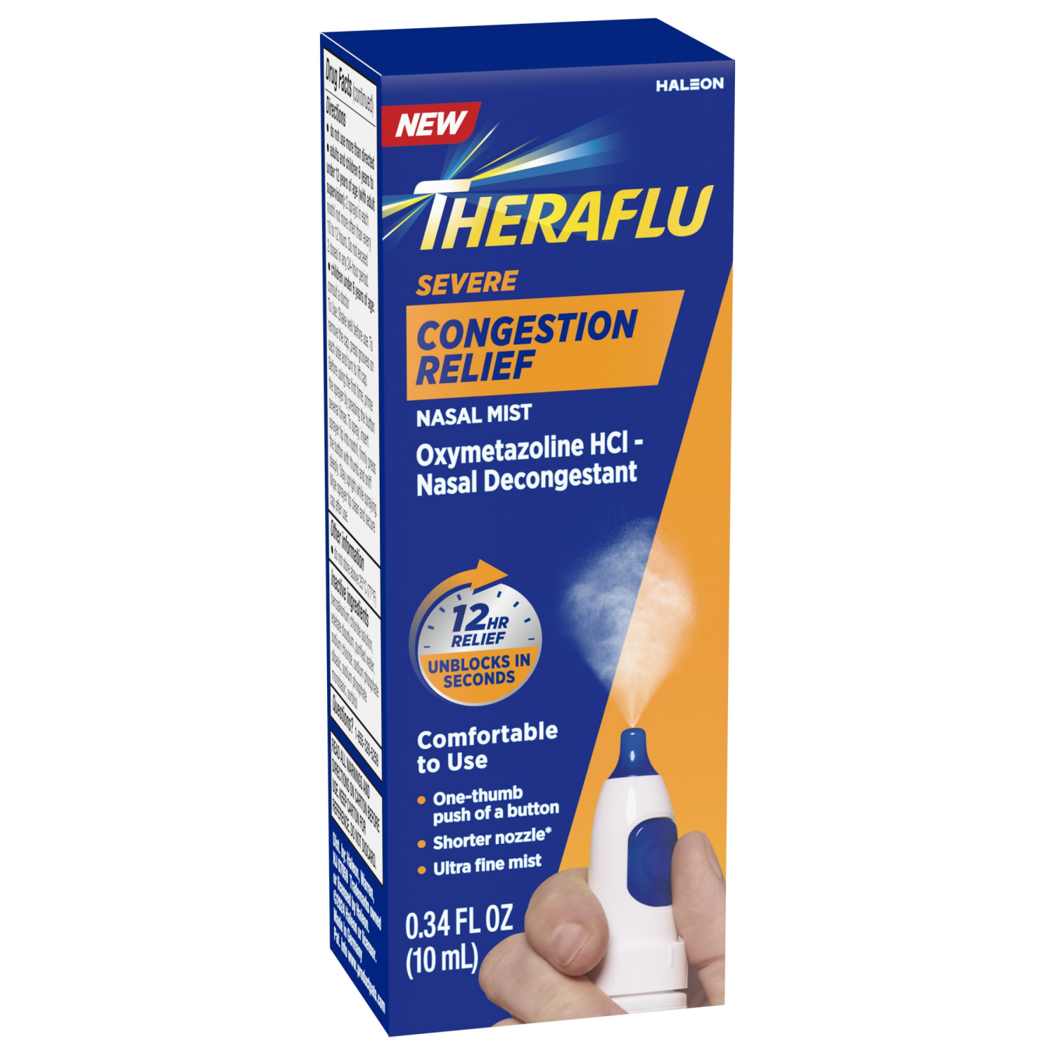 slide 2 of 6, Theraflu Severe Congestion Relief Nasal Mist, 0.34 fl oz