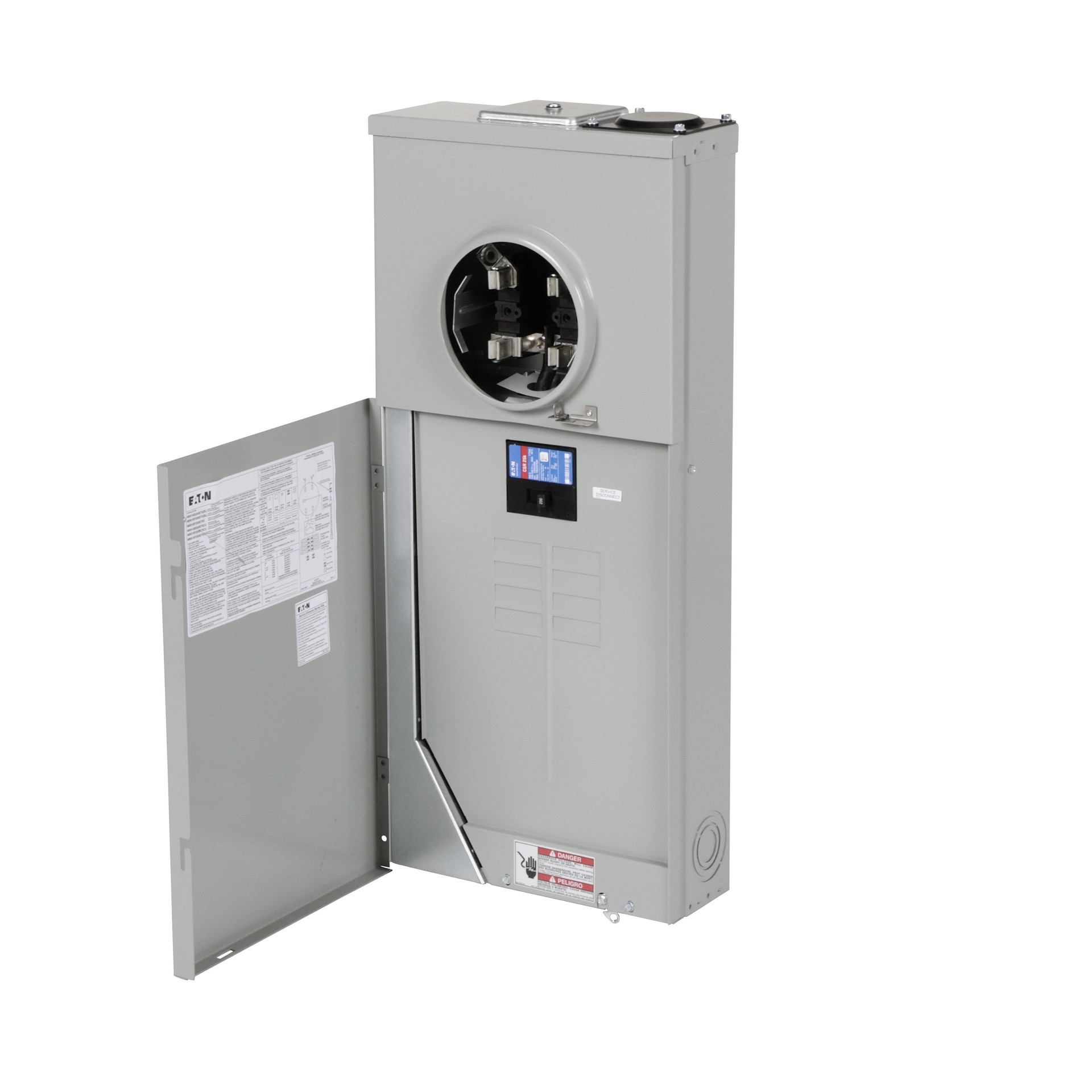 slide 2 of 6, Eaton Type BR 200 -Amp 8 -Spaces 16 -Circuit Outdoor Main Breaker Meter Combo Load Center, 1 ct