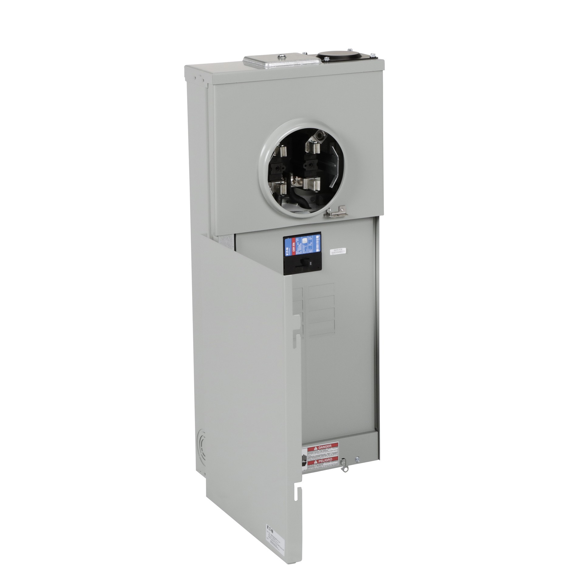 slide 6 of 6, Eaton Type BR 200 -Amp 8 -Spaces 16 -Circuit Outdoor Main Breaker Meter Combo Load Center, 1 ct