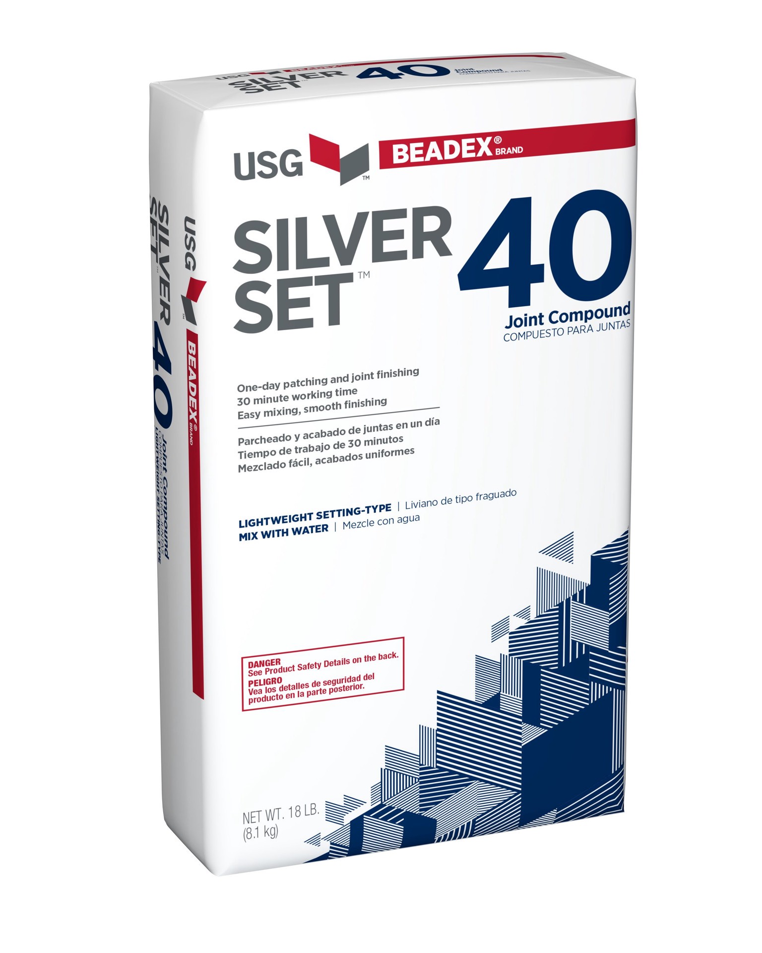 slide 2 of 6, BEADEX Brand Silver Set 18 -lbs Powder Lightweight Drywall Joint Compound Bag, 1 ct