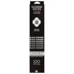 Gonesh Incense Extra Rich Black Stinger Incense Sticks 100 ea