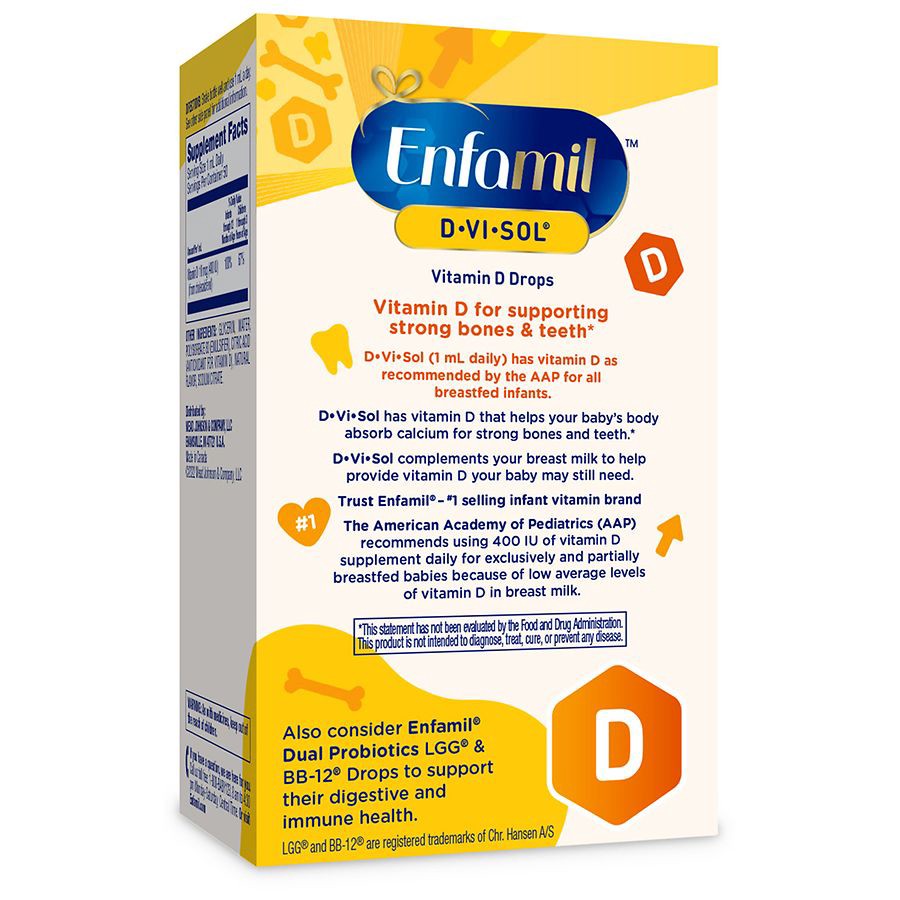 slide 3 of 5, IFCN Enfamil D-Vi-Sol Baby Vitamin D Drops, Vitamin Drops for Infants 50 mL, 50 ml