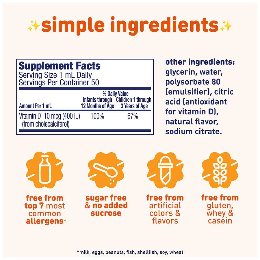 slide 4 of 5, IFCN Enfamil D-Vi-Sol Baby Vitamin D Drops, Vitamin Drops for Infants 50 mL, 50 ml