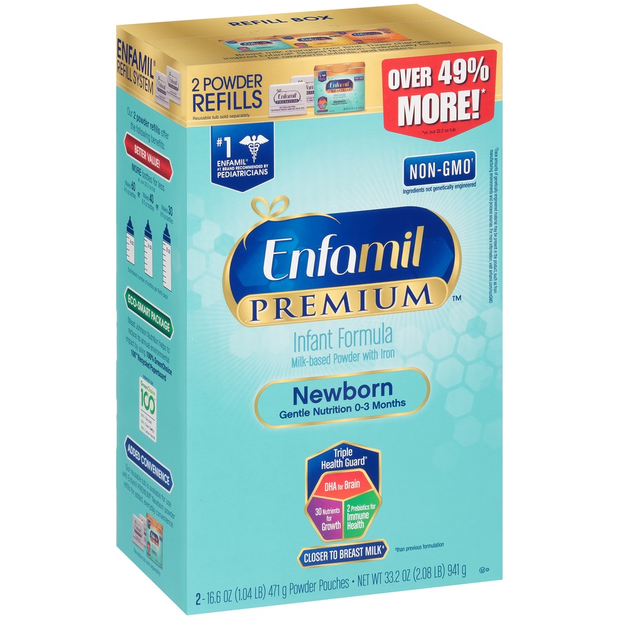 slide 2 of 8, Enfamil PREMIUM Newborn Non-GMO Infant Formula - Powder Refill Box, 33.2 oz, 33.2 oz