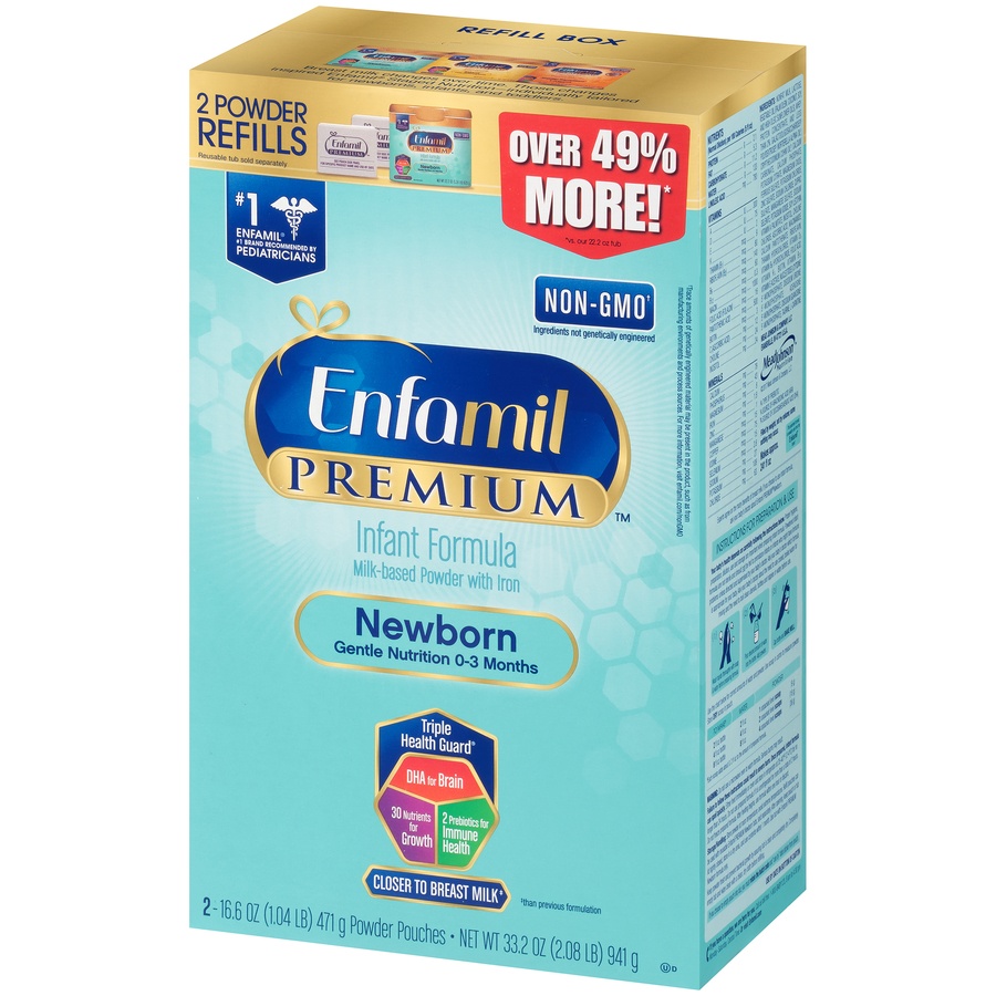 slide 3 of 8, Enfamil PREMIUM Newborn Non-GMO Infant Formula - Powder Refill Box, 33.2 oz, 33.2 oz