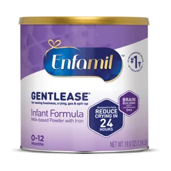 Gentlease Baby Formula, Reduces Fussiness, Gas, Crying and Spit-up in 24 hours, DHA & Choline to support Brain development, Value Powder Can, 19.9 Oz