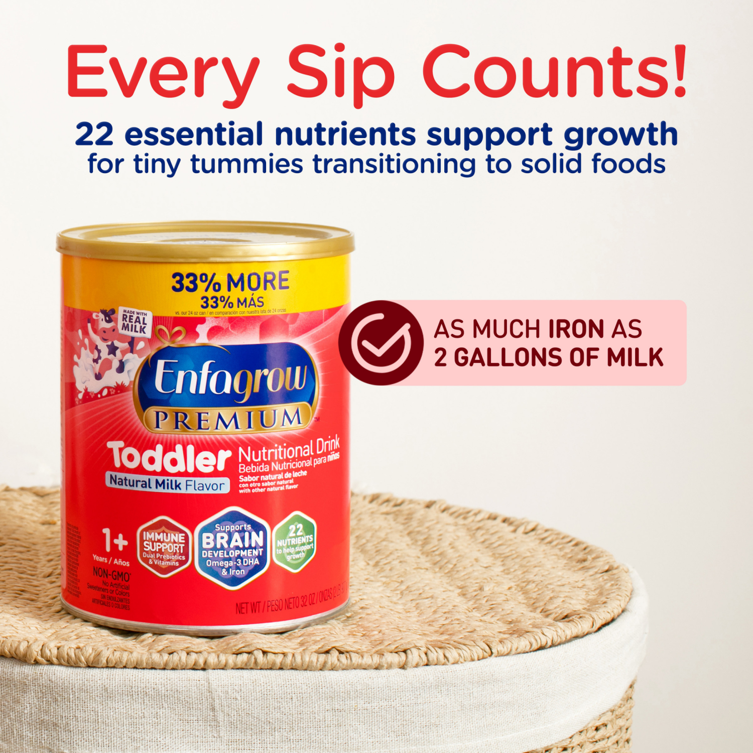 slide 6 of 8, Enfagrow Premium 1+ Years Toddler Vanilla Flavor Nutritional Drink 32 oz, 32 oz