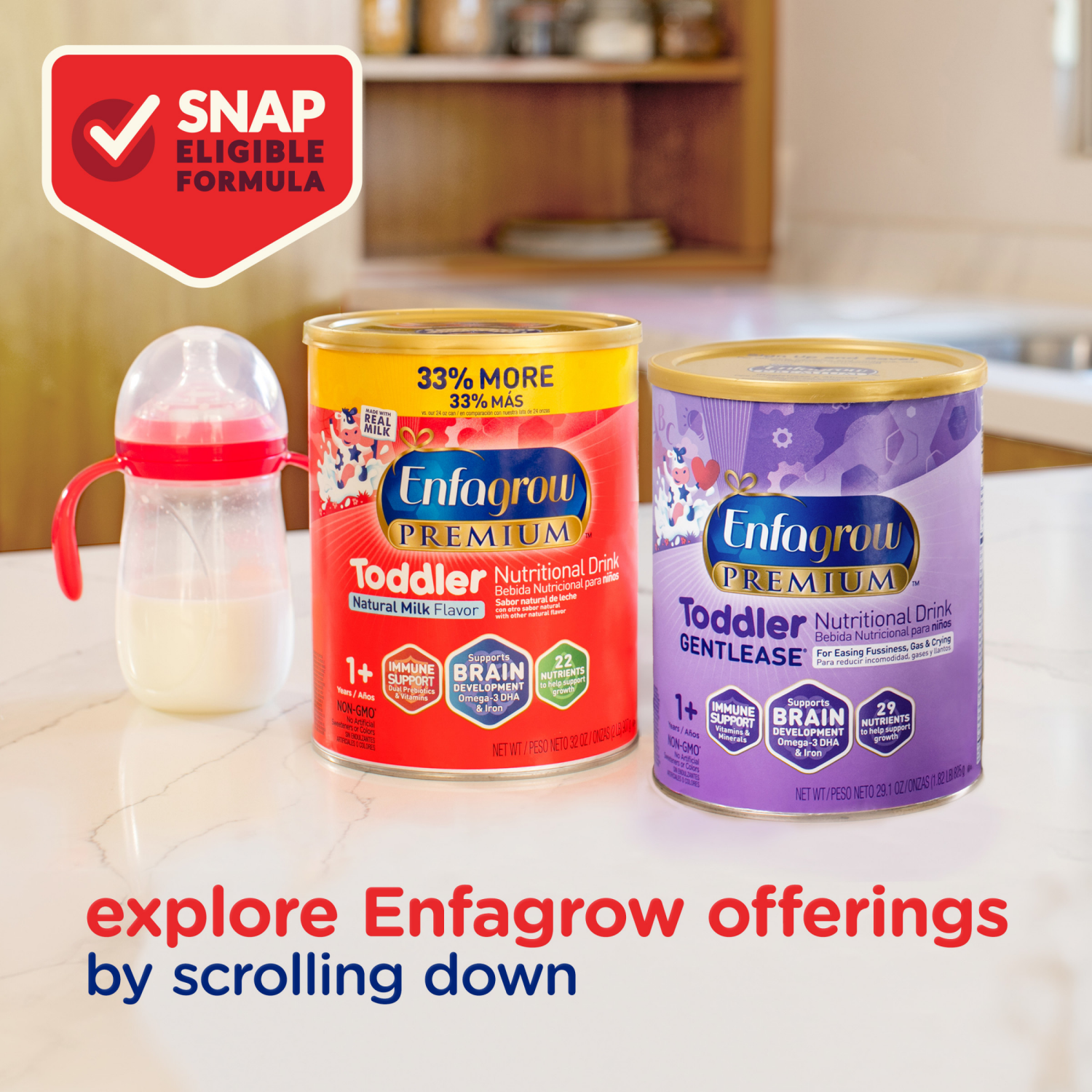 slide 7 of 8, Enfagrow Premium 1+ Years Toddler Vanilla Flavor Nutritional Drink 32 oz, 32 oz