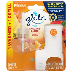 Glade PlugIns Scented Oil Starter kit, Air Freshener, Hawaiian Breeze, 1.34 oz