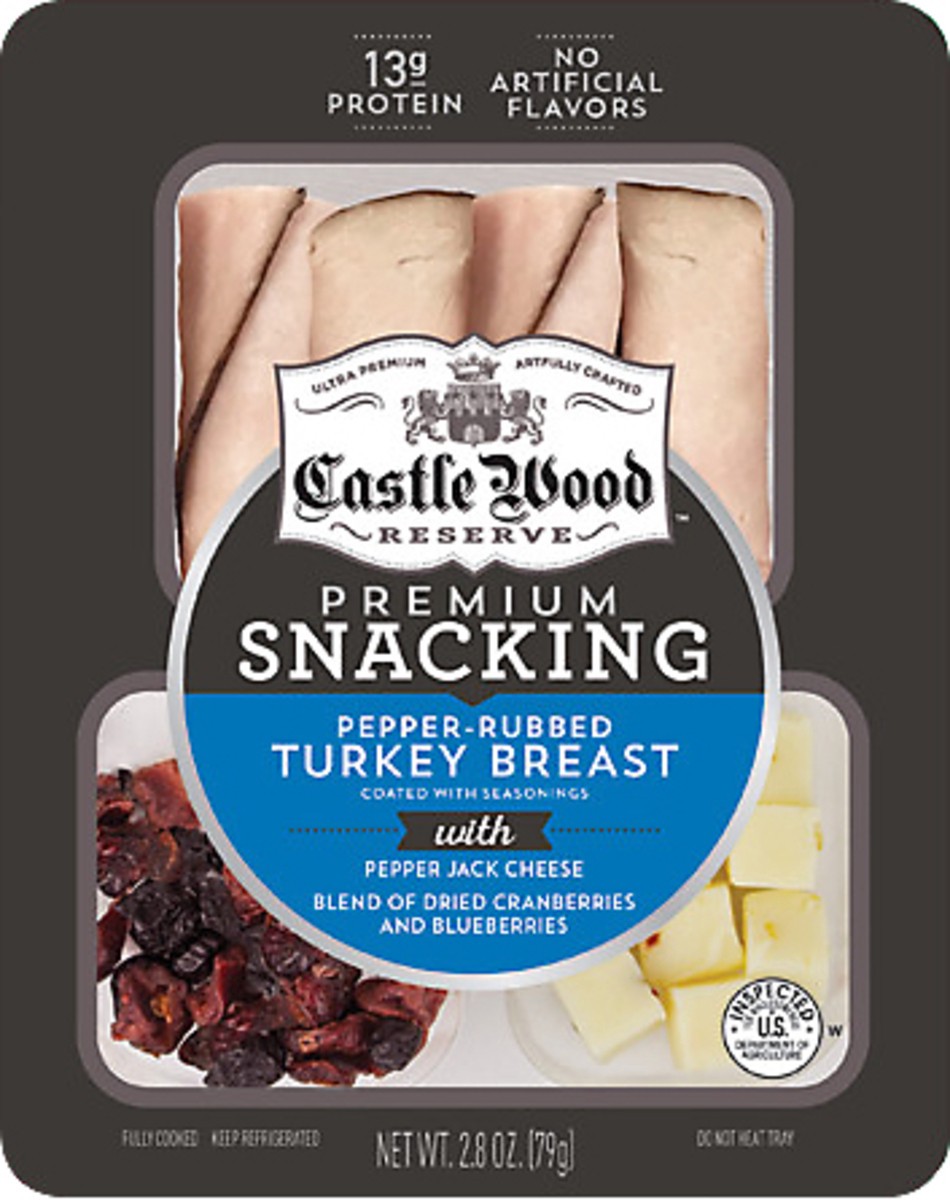 slide 1 of 1, Castle Wood Reserve Turkey Breast/Pepper Jack Cheese/Dried Cranberries and Blueberries Premium Snacking 2.8 oz, 2.8 oz