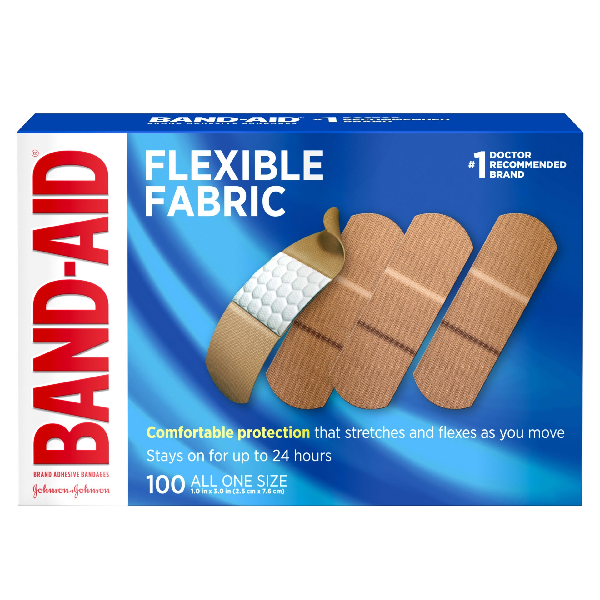 slide 1 of 9, BAND-AID Flexible Fabric All One Size, 100 ct