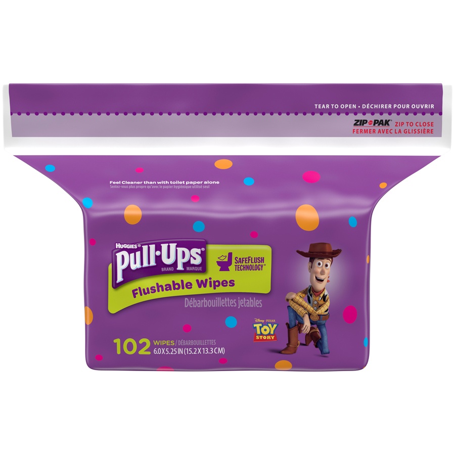 slide 1 of 1, Huggies Pullups Big Kid Flushable Moist Wipes, 102 ct