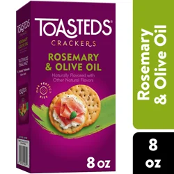 Toasteds Crackers, Party Snacks, Lunch Snacks, Rosemary and Olive Oil, 8oz Box, 1 Box