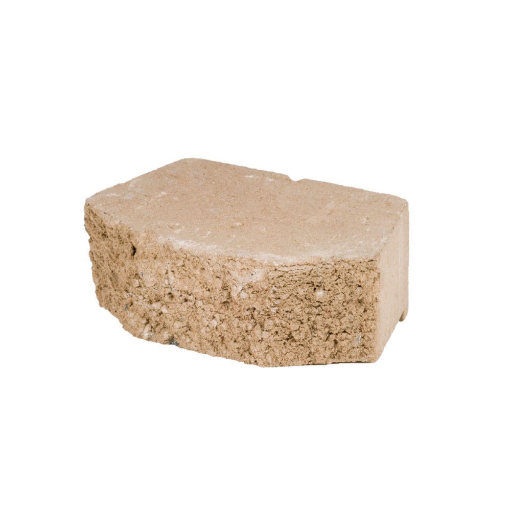 slide 1 of 6, 4.0-in H x 12-in L x 8-in D Tan Concrete Retaining wall block, 1 ct