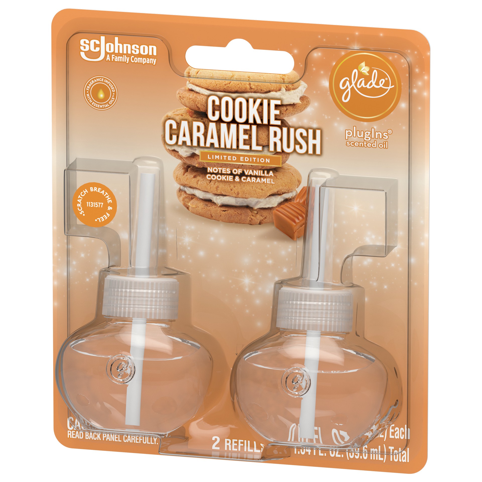 slide 4 of 5, Glade PlugIns Cookie Caramel Rush Scented Oil Refills, 1.34 fl oz