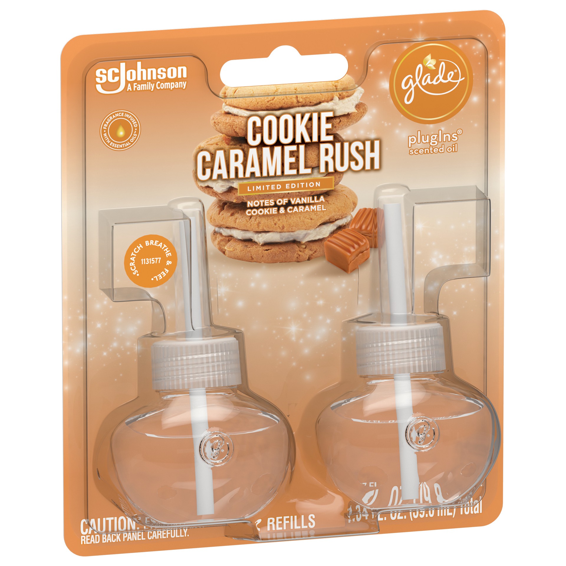 slide 3 of 5, Glade PlugIns Cookie Caramel Rush Scented Oil Refills, 1.34 fl oz