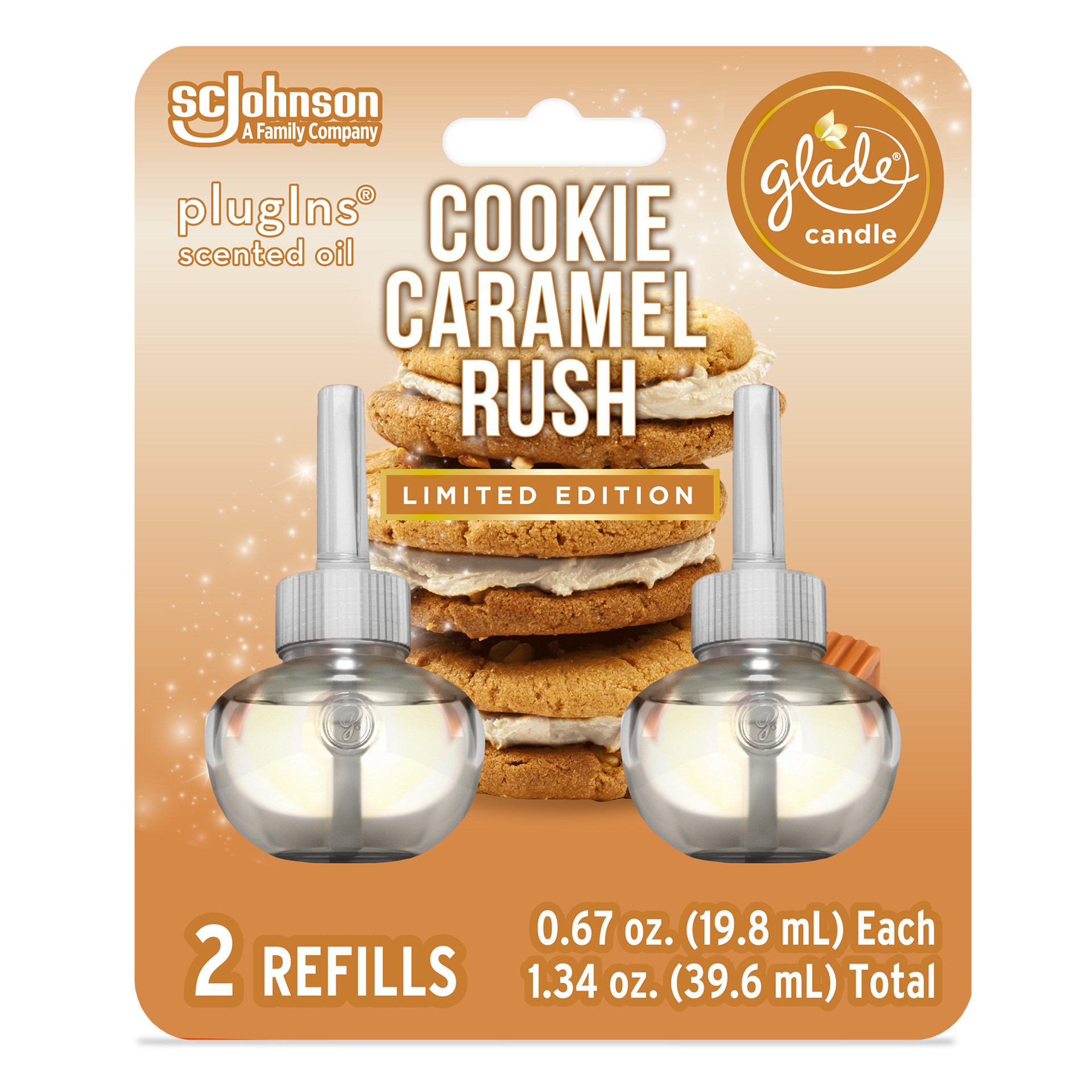 slide 2 of 5, Glade PlugIns Cookie Caramel Rush Scented Oil Refills, 1.34 fl oz