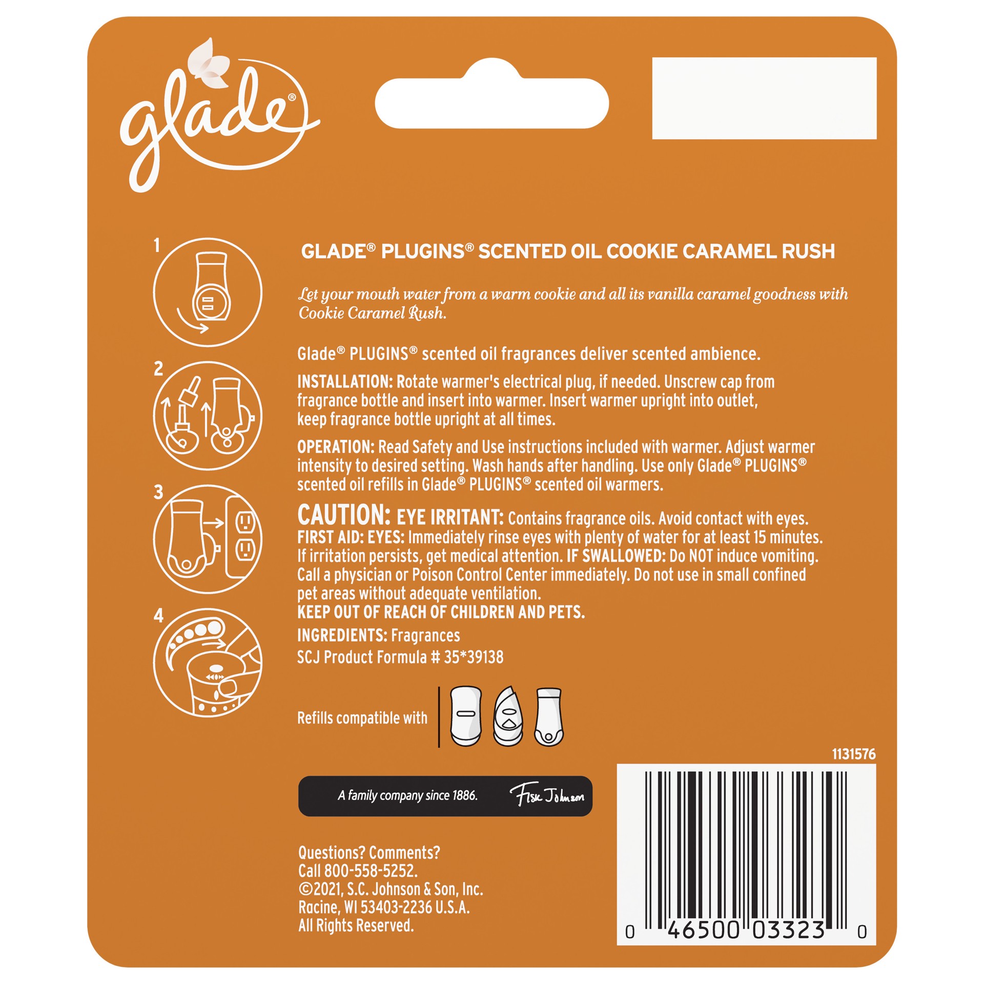 slide 5 of 5, Glade PlugIns Cookie Caramel Rush Scented Oil Refills, 1.34 fl oz