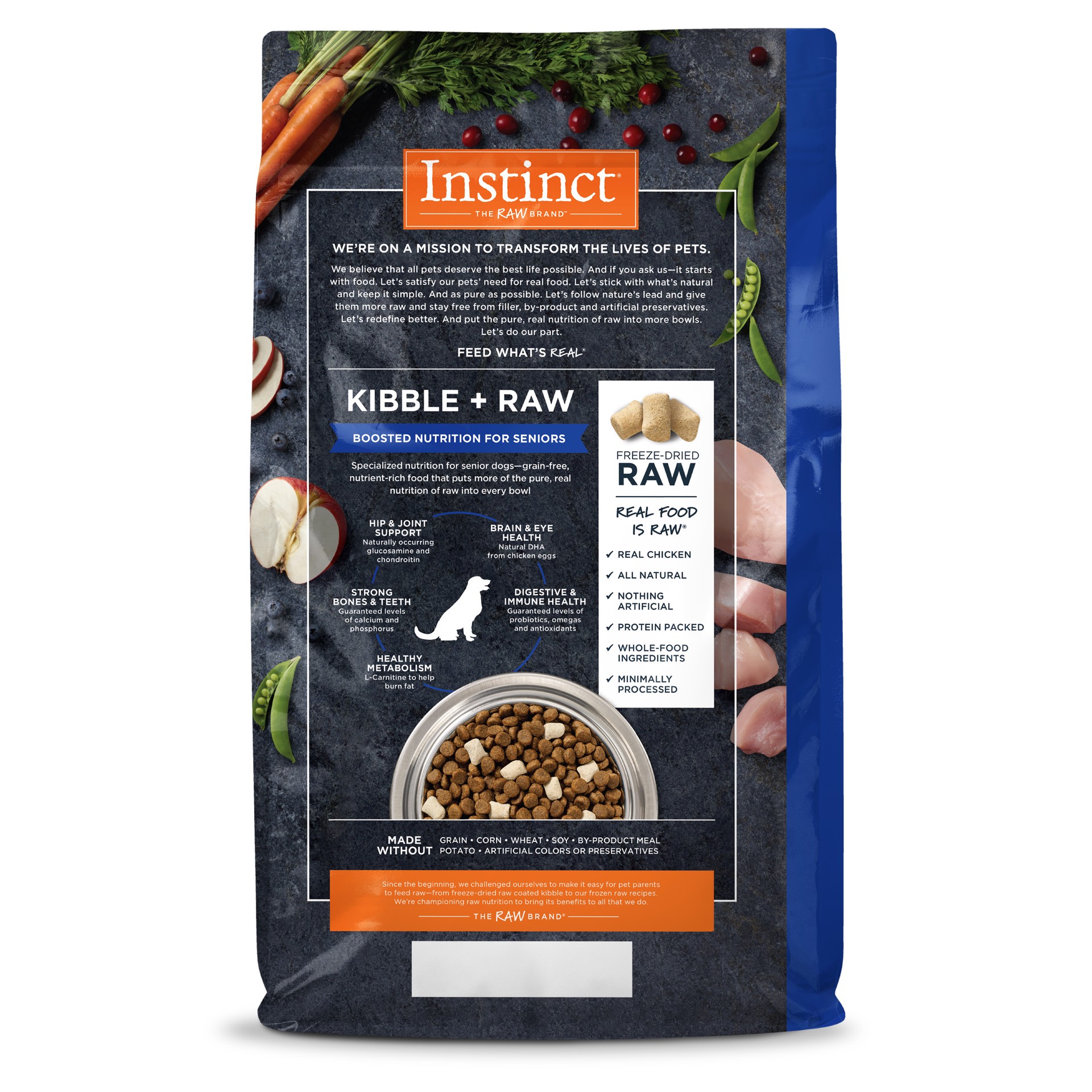 slide 5 of 5, Instinct Raw Boost Senior Chicken Dry Dog Food, 21 lb. Bag, 21 lb