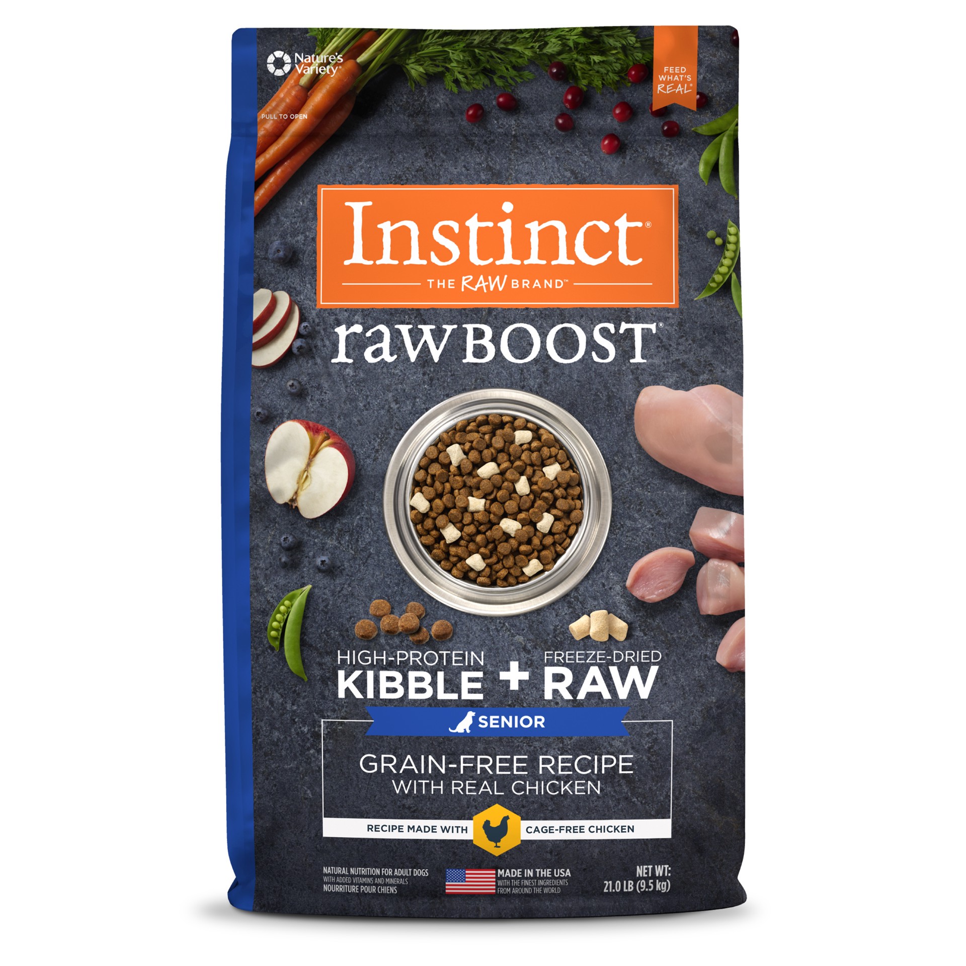 slide 1 of 5, Instinct Raw Boost Senior Chicken Dry Dog Food, 21 lb. Bag, 21 lb