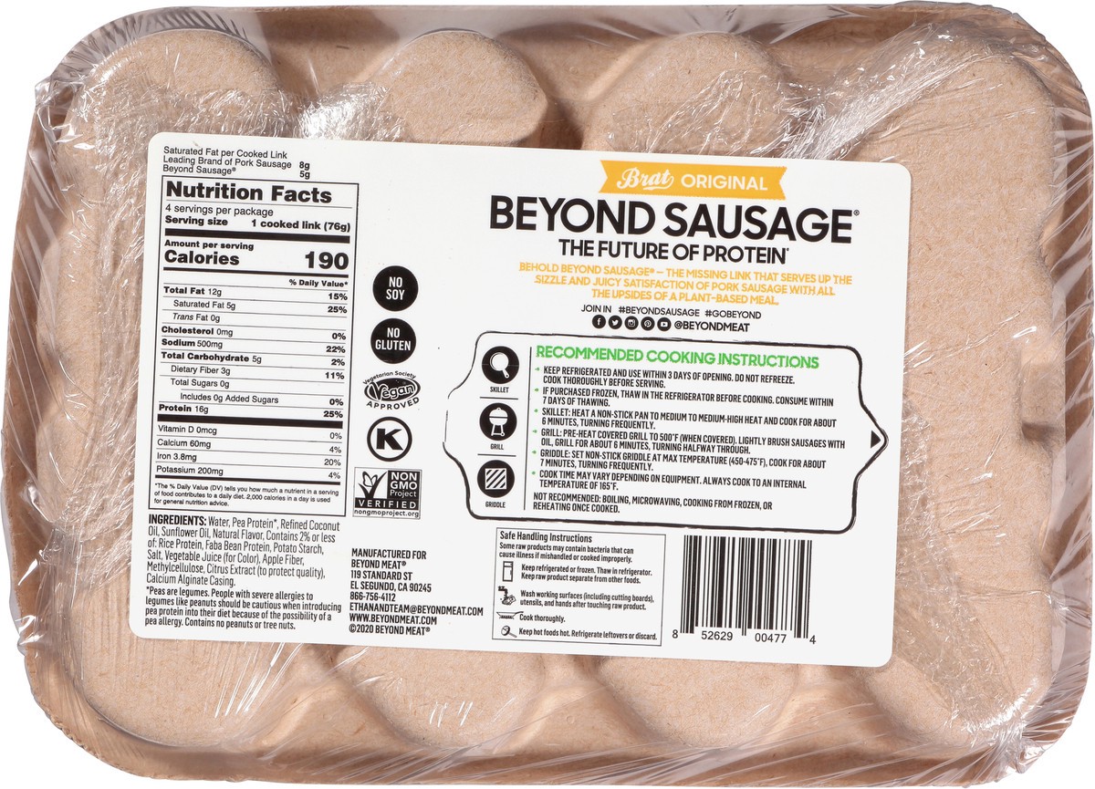 slide 5 of 9, Beyond Meat Beyond Sausage Plant-based Original Brat Links, 14 oz