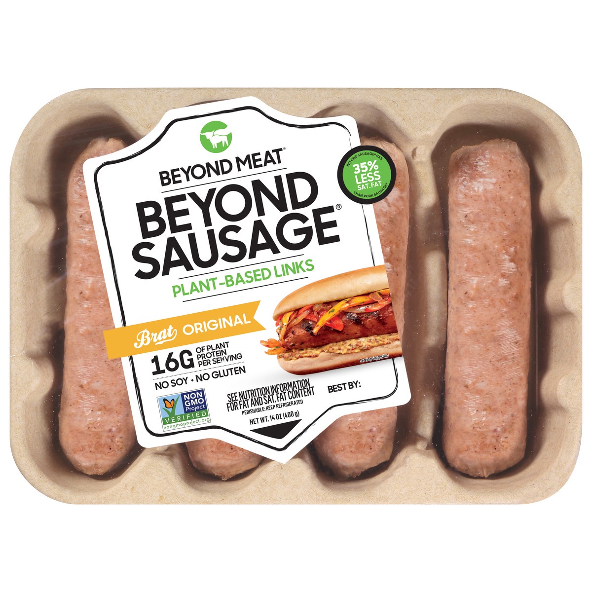 slide 1 of 9, Beyond Meat Beyond Sausage Plant-based Original Brat Links, 14 oz