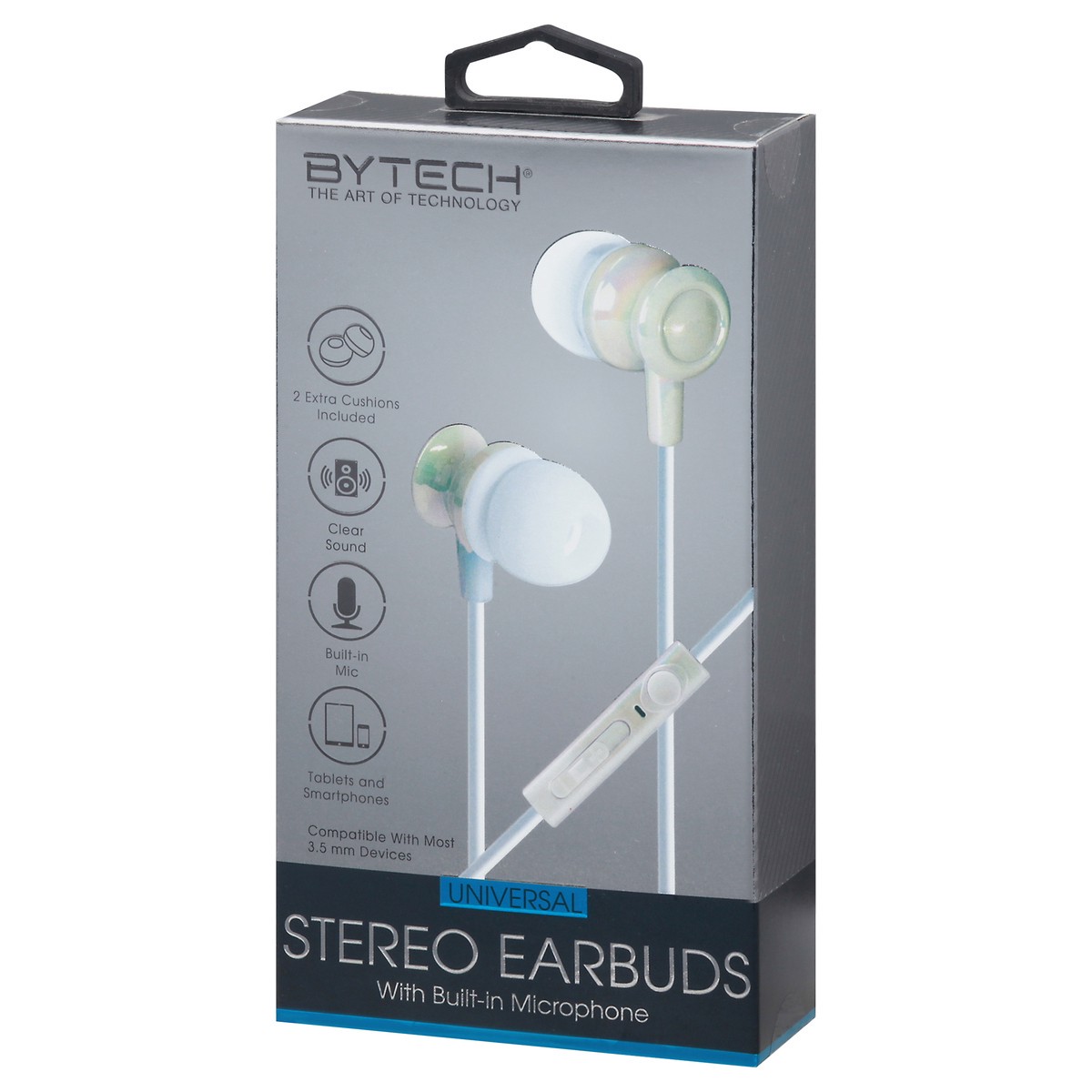 slide 12 of 12, Bytech Universal with Built in Microphone Stereo Earbuds 1 ea, 1 ea