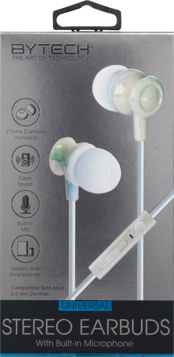 slide 5 of 12, Bytech Universal with Built in Microphone Stereo Earbuds 1 ea, 1 ea