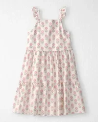 Littleplanet Girls Organic Cotton Tiered Dress in Rosebud Petal Print - Size 6