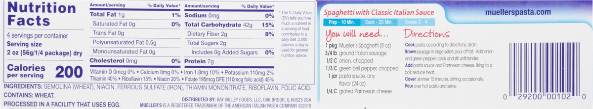 slide 6 of 14, Mueller's Enriched Spaghetti 8 oz, 8 oz
