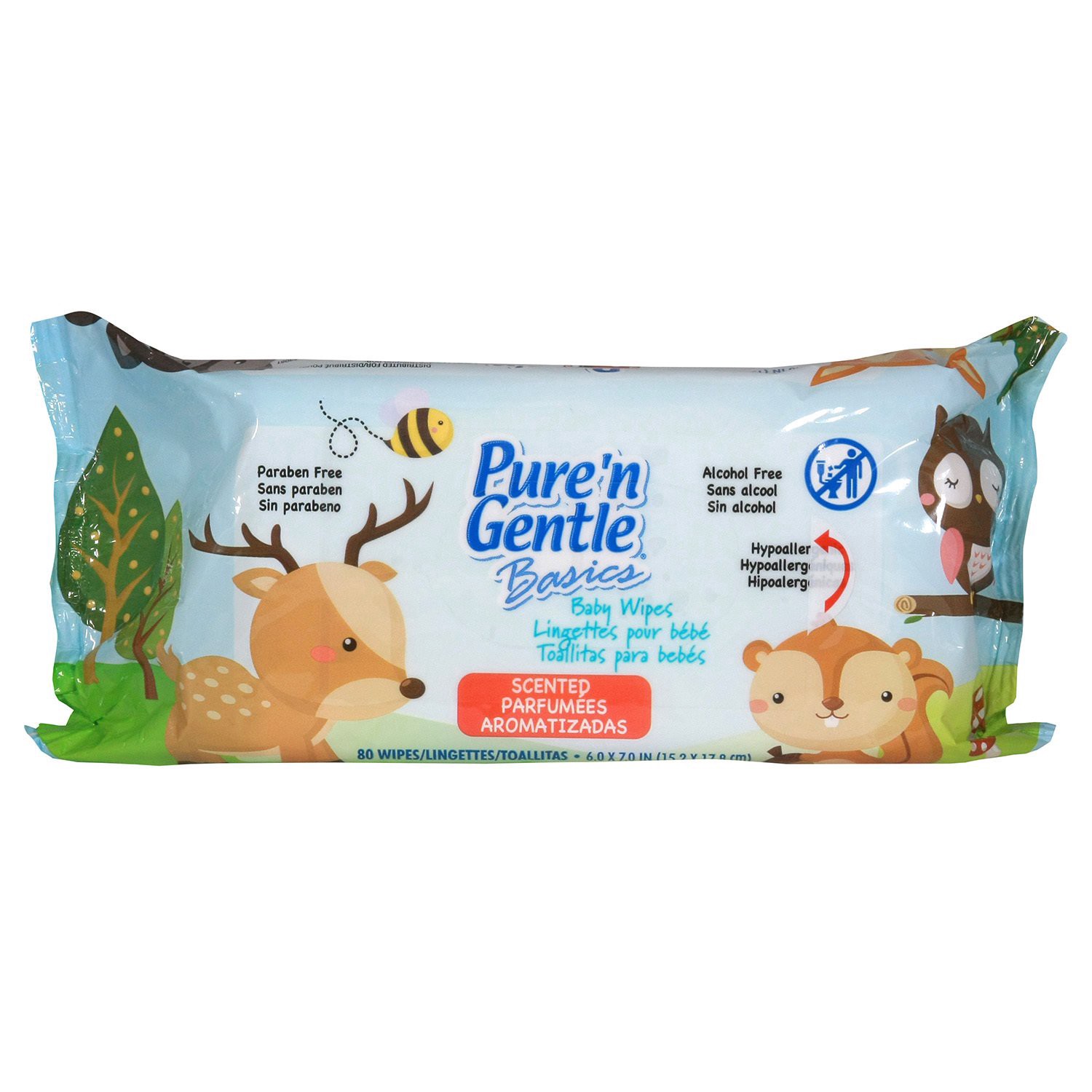 slide 1 of 1, Pure'n Gentle Basics Baby Wipes - Scented, 80 ct