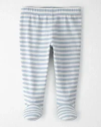 Baby Organic Cotton Footed Pants in Stripes - 9M