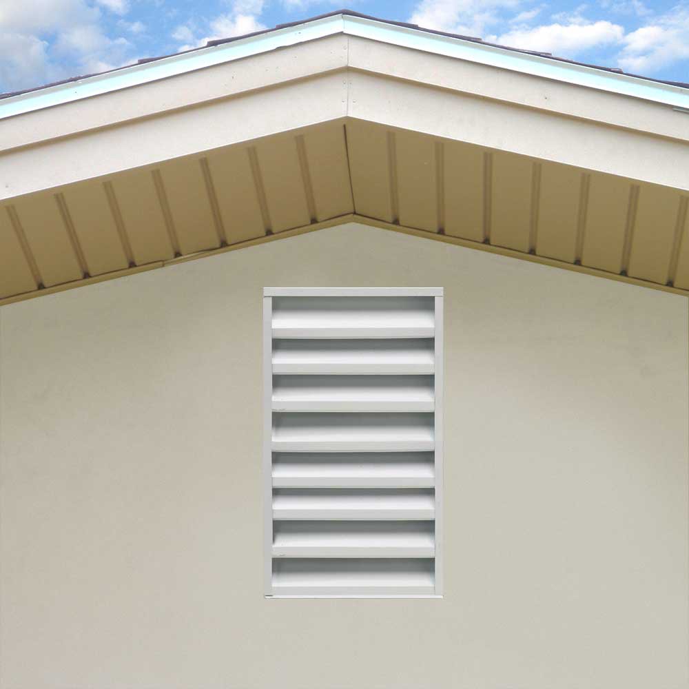 slide 2 of 2, CMI 14.25-in x 24.25-in White Rectangle Steel Gable Louver Vent, 1 ct