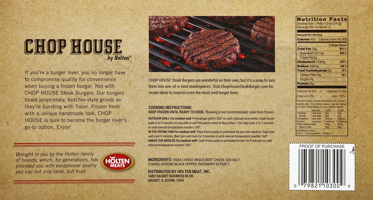 slide 13 of 13, Chop House by Holten Steak Burger 6 ea, 6 ct