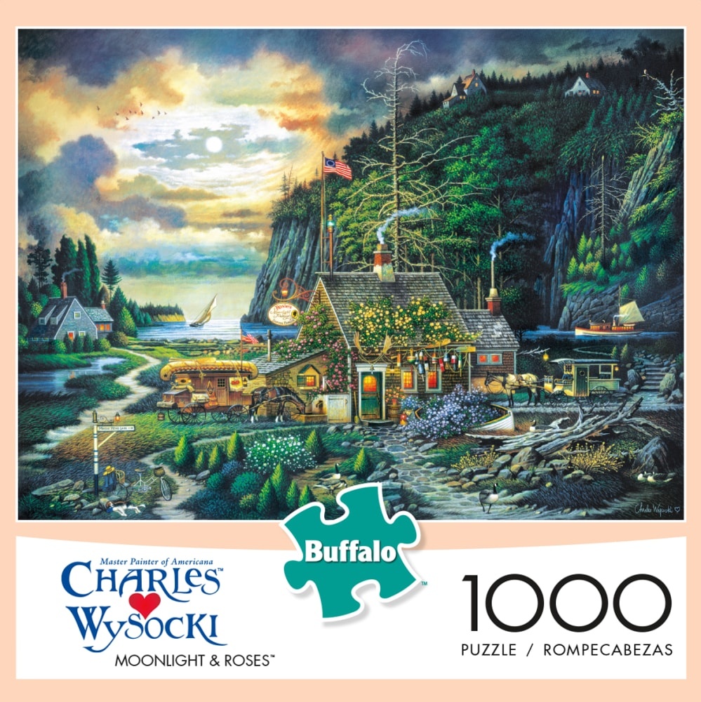 slide 1 of 1, Buffalo Games Charles Wysocki: Moonlight & Roses Jigsaw Puzzle, 1000 ct