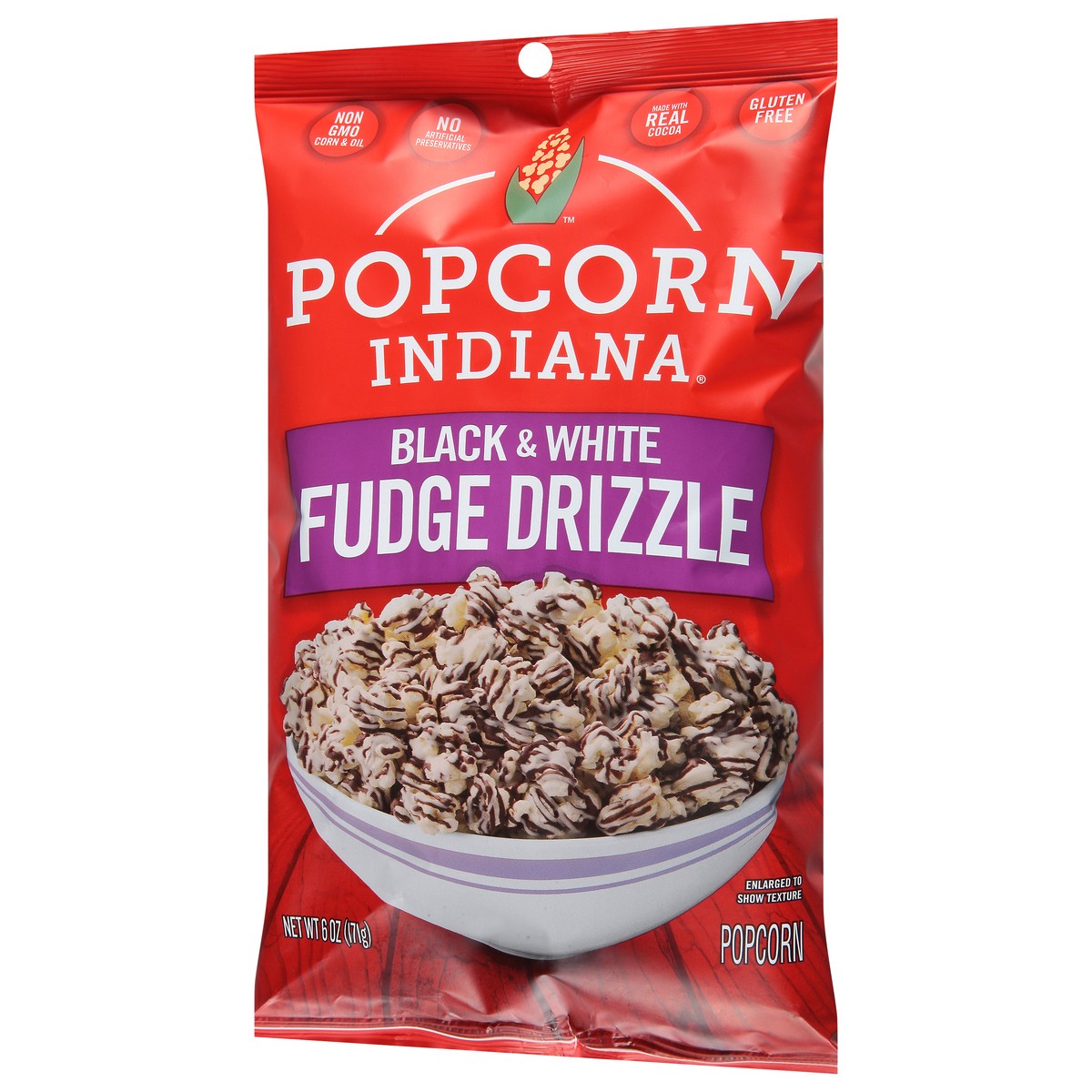 slide 8 of 9, Popcorn, Indiana Drizzlecorn Black & White, 6 oz