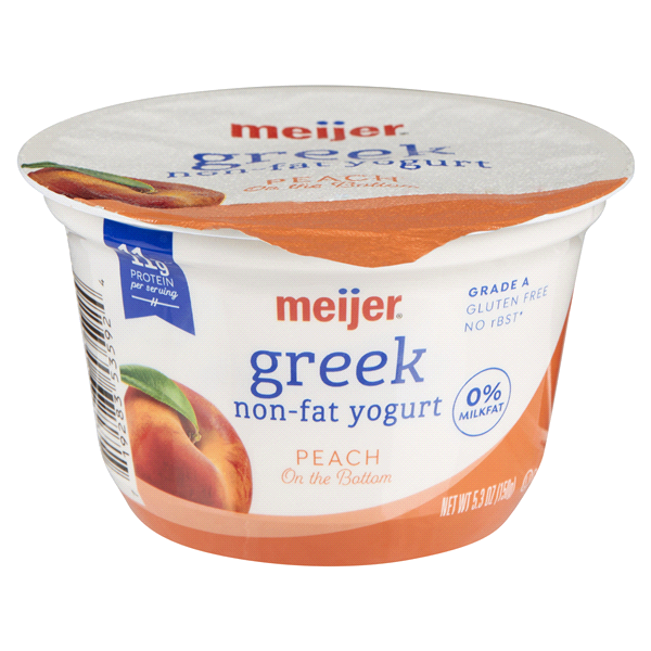 slide 1 of 1, Meijer Non-Fat Peach Greek Yogurt, 5.3 oz