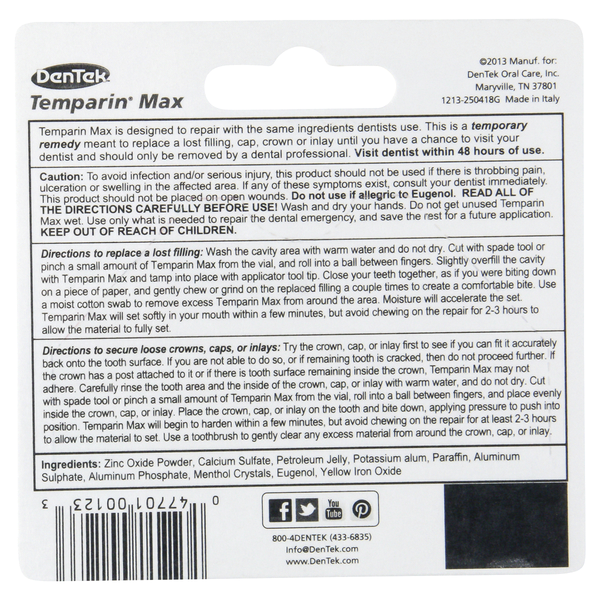slide 2 of 2, DenTek Temparin Max Advanced Dental Repair Kit, 13+ Repairs, 3 ct