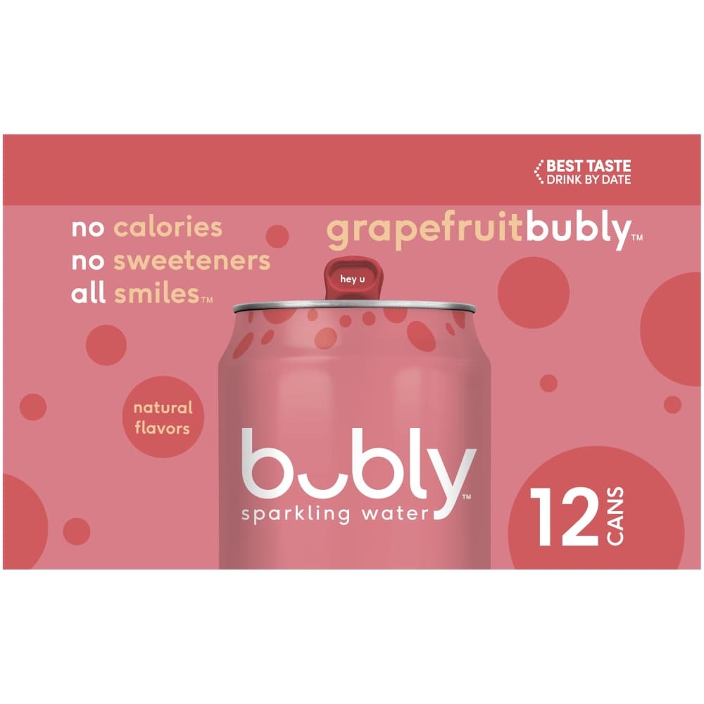 slide 1 of 4, bubly Grapefruit Sparkling Water, 12 ct; 12 fl oz