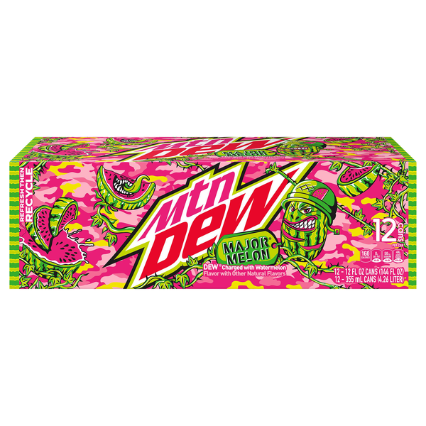 slide 1 of 1, Mtn Dew Major Melon Soda - 12 pk, 12 ct; 12 oz