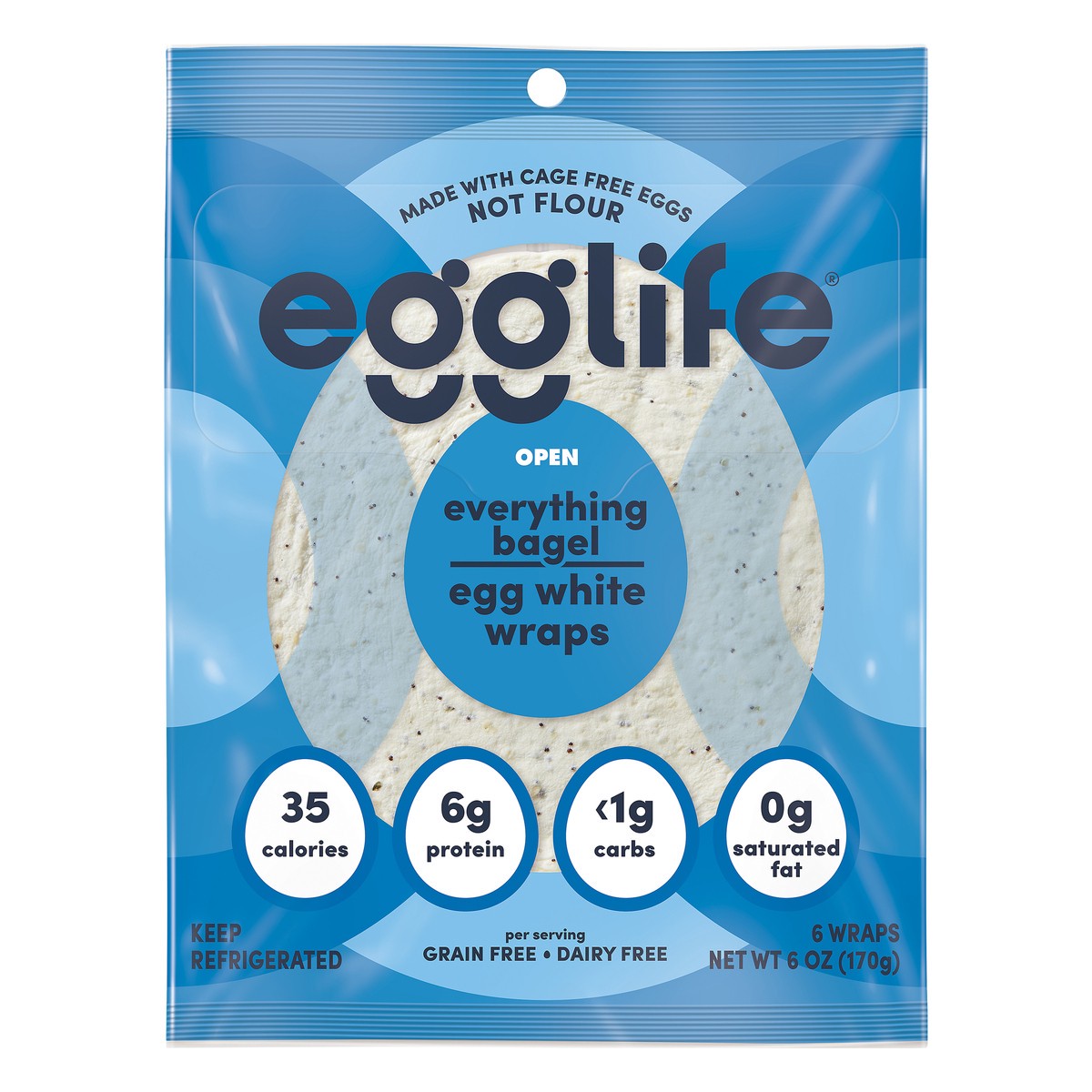 slide 1 of 1, egglife Everything Bagel White Wraps, 20 ct