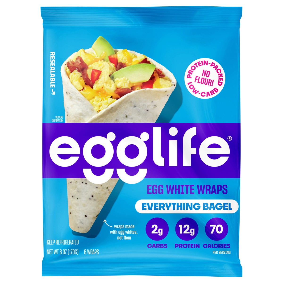 slide 1 of 9, egglife Everything Bagel Egg White Wraps 6 Each, 6 ct