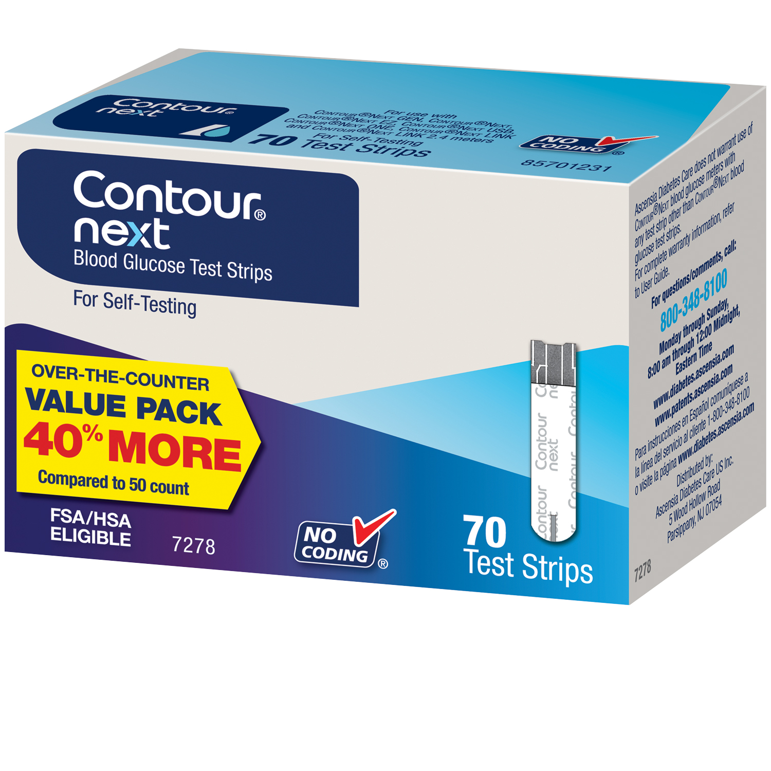 slide 2 of 3, Contour Next Blood Glucose Test Strips, 70 Count, 70 ct