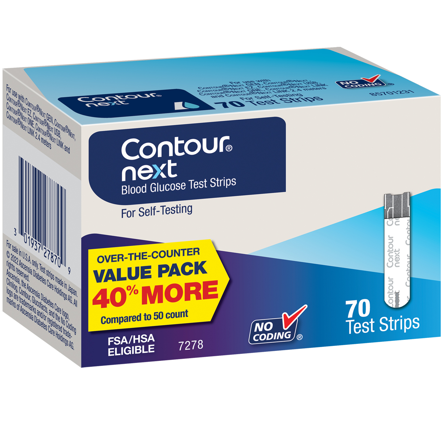 slide 3 of 3, Contour Next Blood Glucose Test Strips, 70 Count, 70 ct