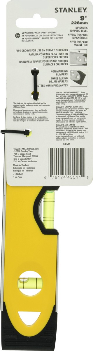 slide 7 of 9, STANLEY 9 in. Layout Magnetic Sock Resistant Torpedo Level, 1 ct