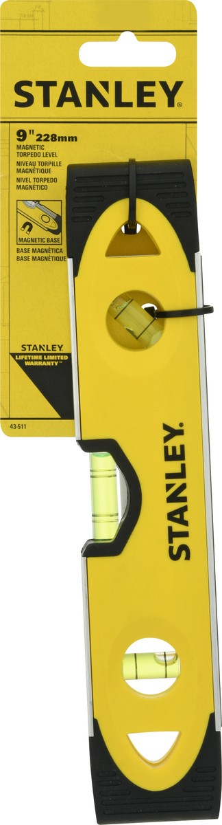 slide 4 of 9, STANLEY 9 in. Layout Magnetic Sock Resistant Torpedo Level, 1 ct