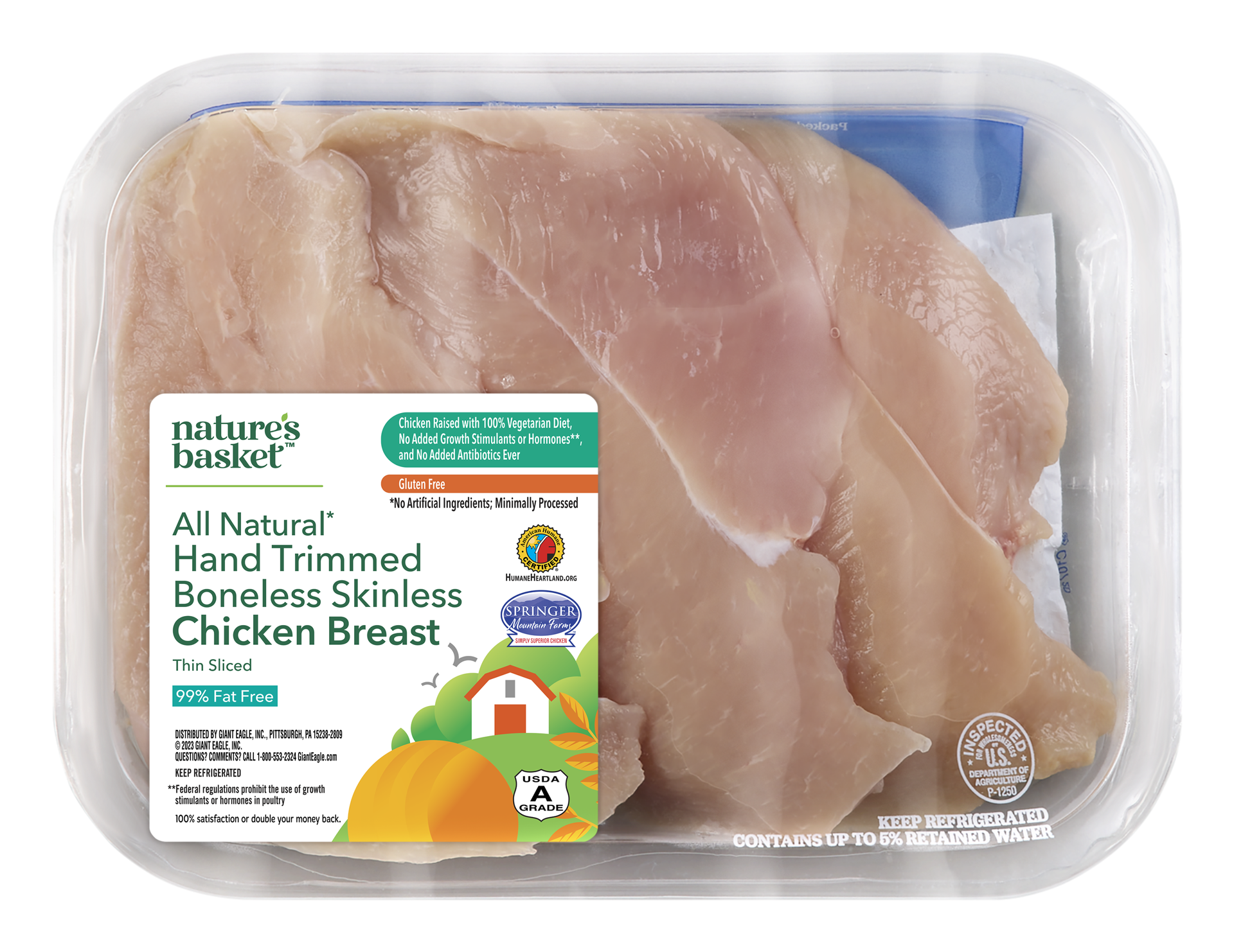 slide 1 of 2, Nature's Basket All Natural Chicken Breasts, Thinly Sliced, Boneless, Skinless, per lb