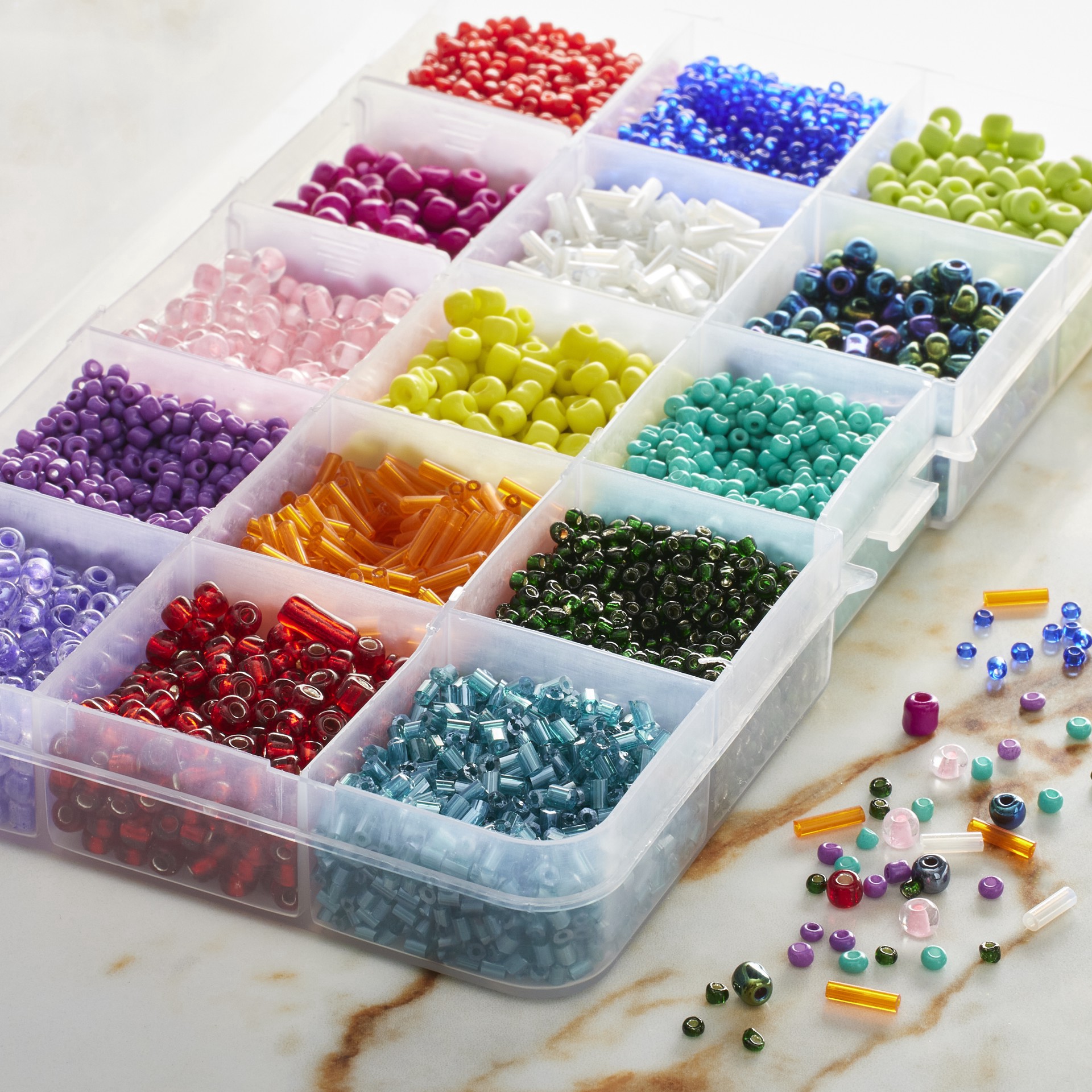 slide 3 of 3, Rainbow Mix Glass Seed Beads By Bead Landing, 9.2 oz