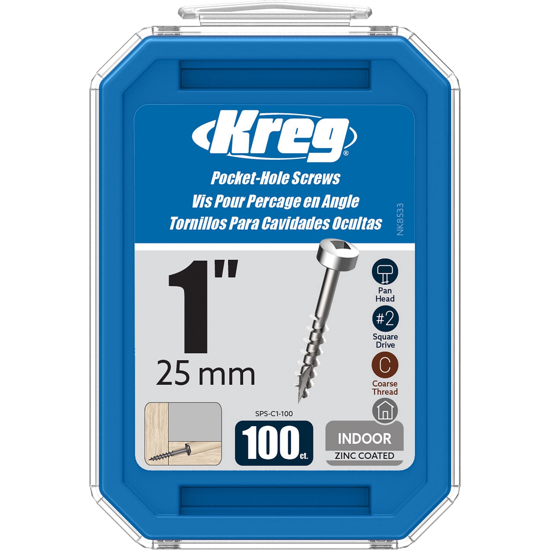 slide 6 of 6, Kreg #7 x 1-in Zinc-plated Interior Pocket hole screws ( 100 -Per Box ), 1 ct