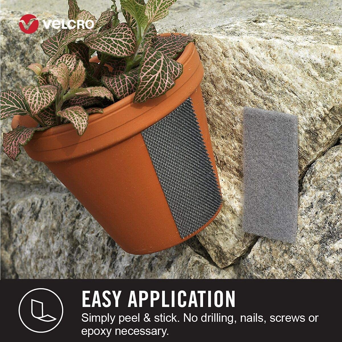 slide 3 of 6, VELCRO Brand 4 Inch Gray Extreme Outdoor 4in x 1in Strips. Titanium Hook loop fastener 5 -Pack, 1 ct